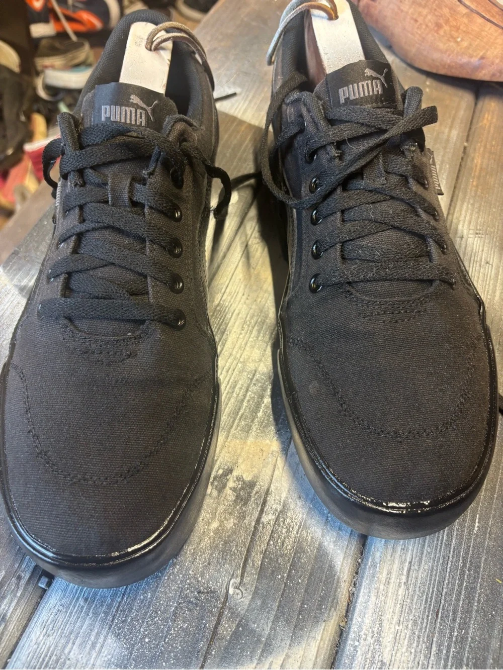 Puma Men’s Black Low-Top Canvas Sneakers